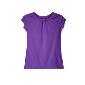 Bienzoe Girls Gathered Collar Cup Sleeve Light Purple Tee
